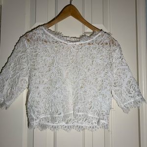 Lace sheer crop blouse